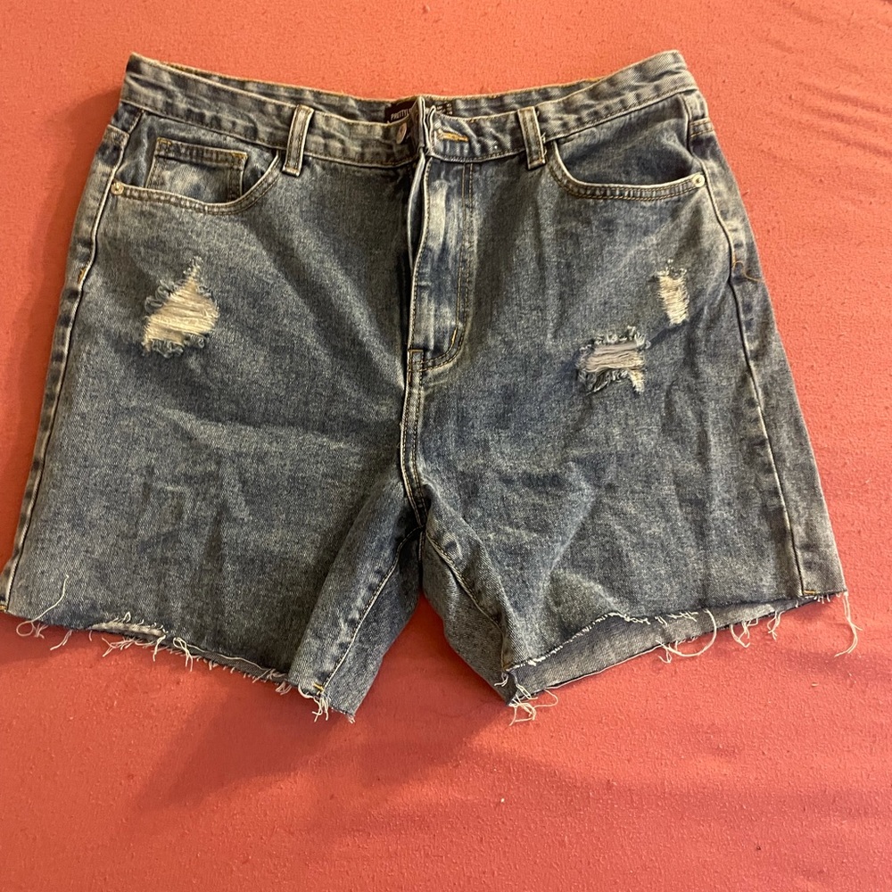 Longline distressed denim shorts never worn